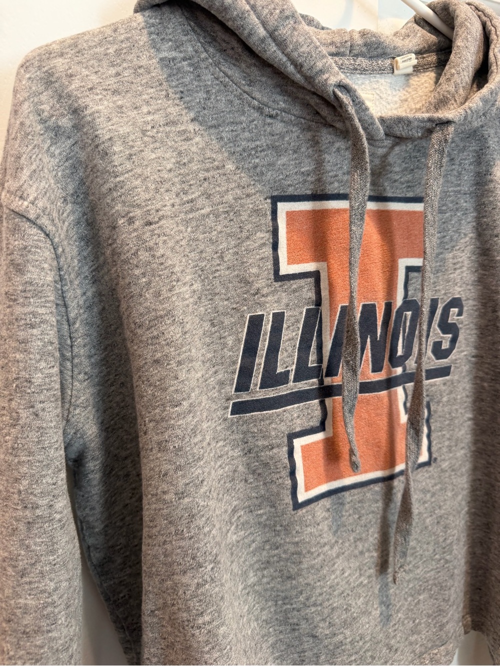 Illinois Gray Cropped Hoodie with Orange Logo - Picture 2 of 9